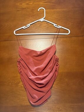 H&M Rust-Red Draped Cowl Neck Spaghetti Strap Camisole